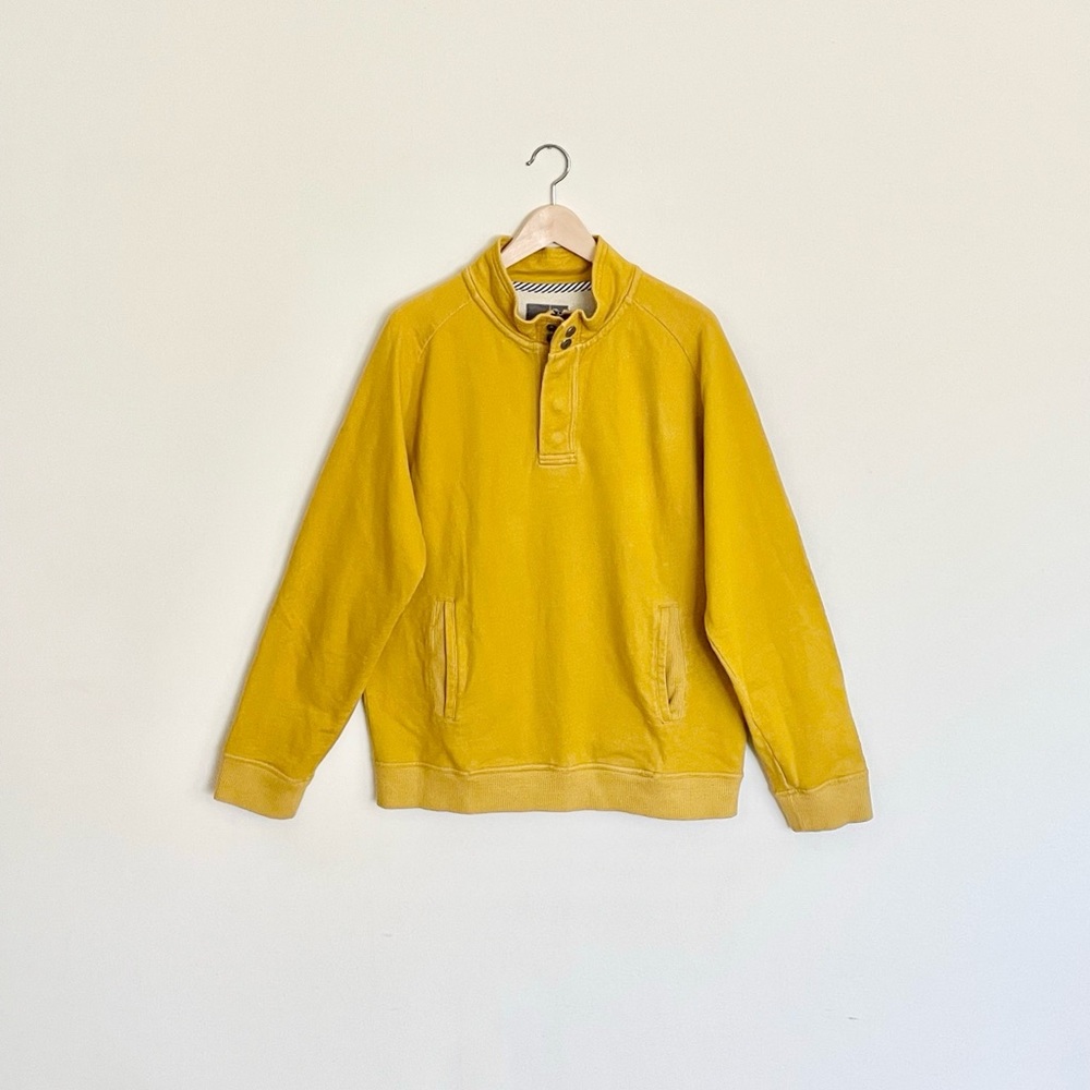 Vintage Fossil 54 Pullover 1/4 Zip Snap Ochre Yellow Sweatshirt Men’s size XL